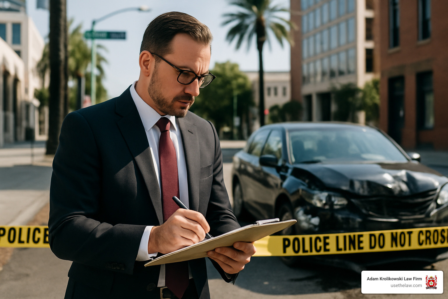 lawyer reviewing crash scene - santa ana personal injury lawyer