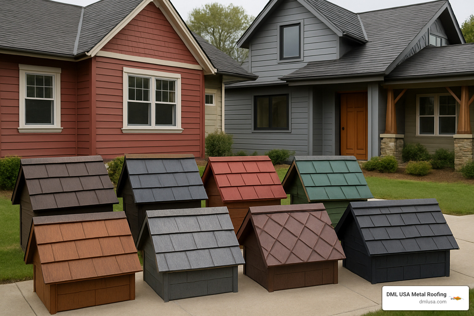 wide array of metal shingle colors and styles showing options that complement different architectural styles - Eco-friendly metal shingles