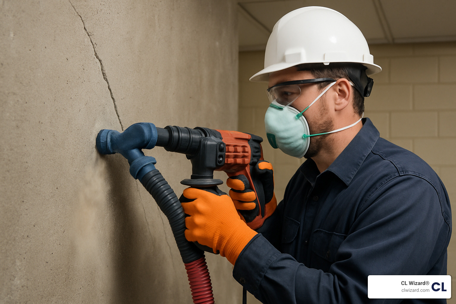 professional injection drilling process - concrete crack injection
