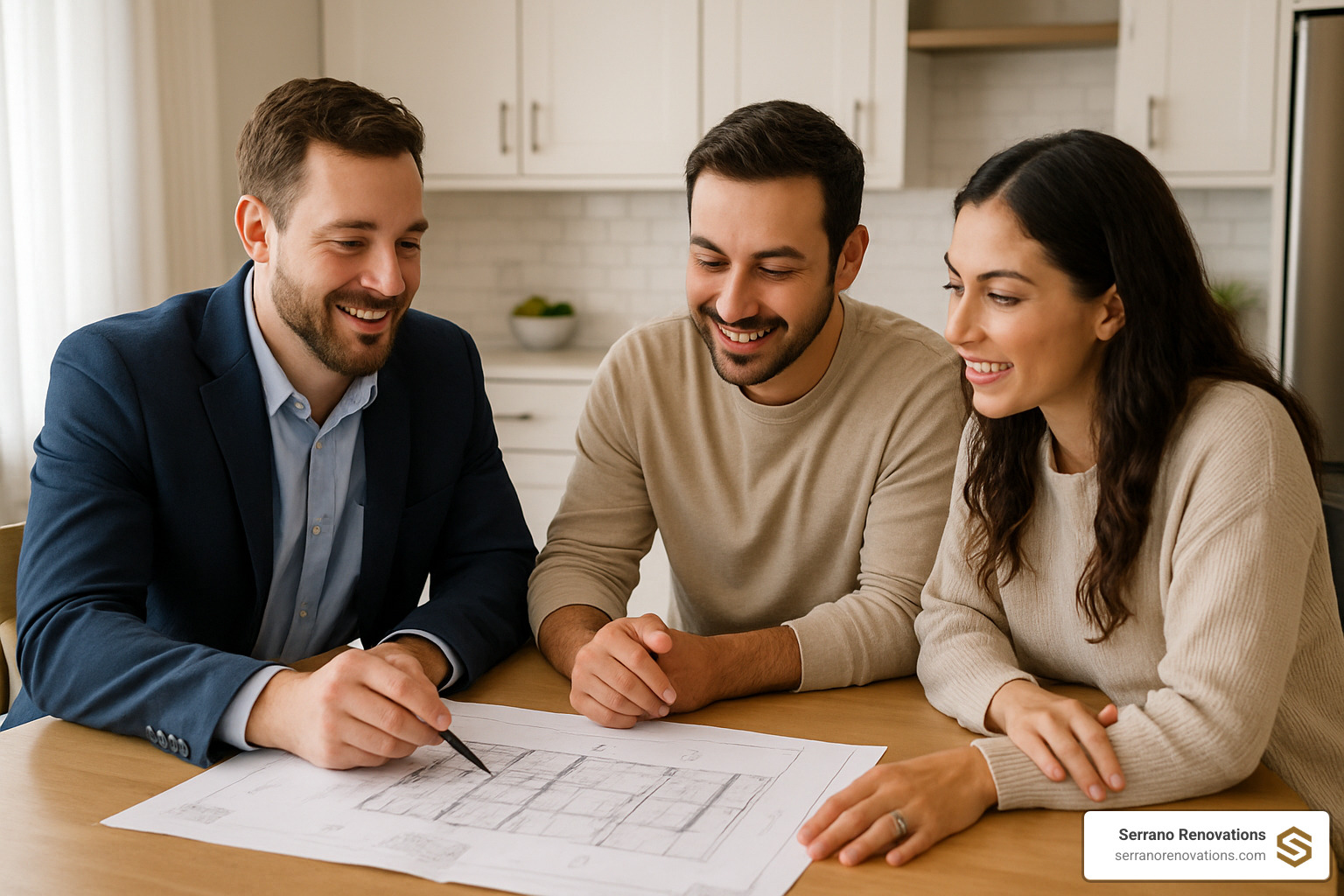 contractor meeting with homeowners - exterior home remodel contractors near me