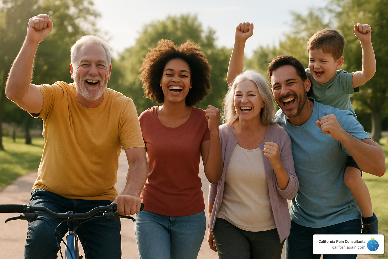 patients celebrating pain relief and return to normal activities - chronic pain relief new treatments patients celebrating pain relief and return to normal activities - chronic pain relief new treatments