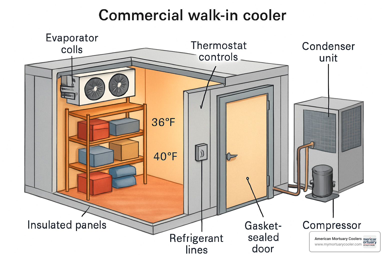 labeled cooler cross-section - What is a walk-in cooler