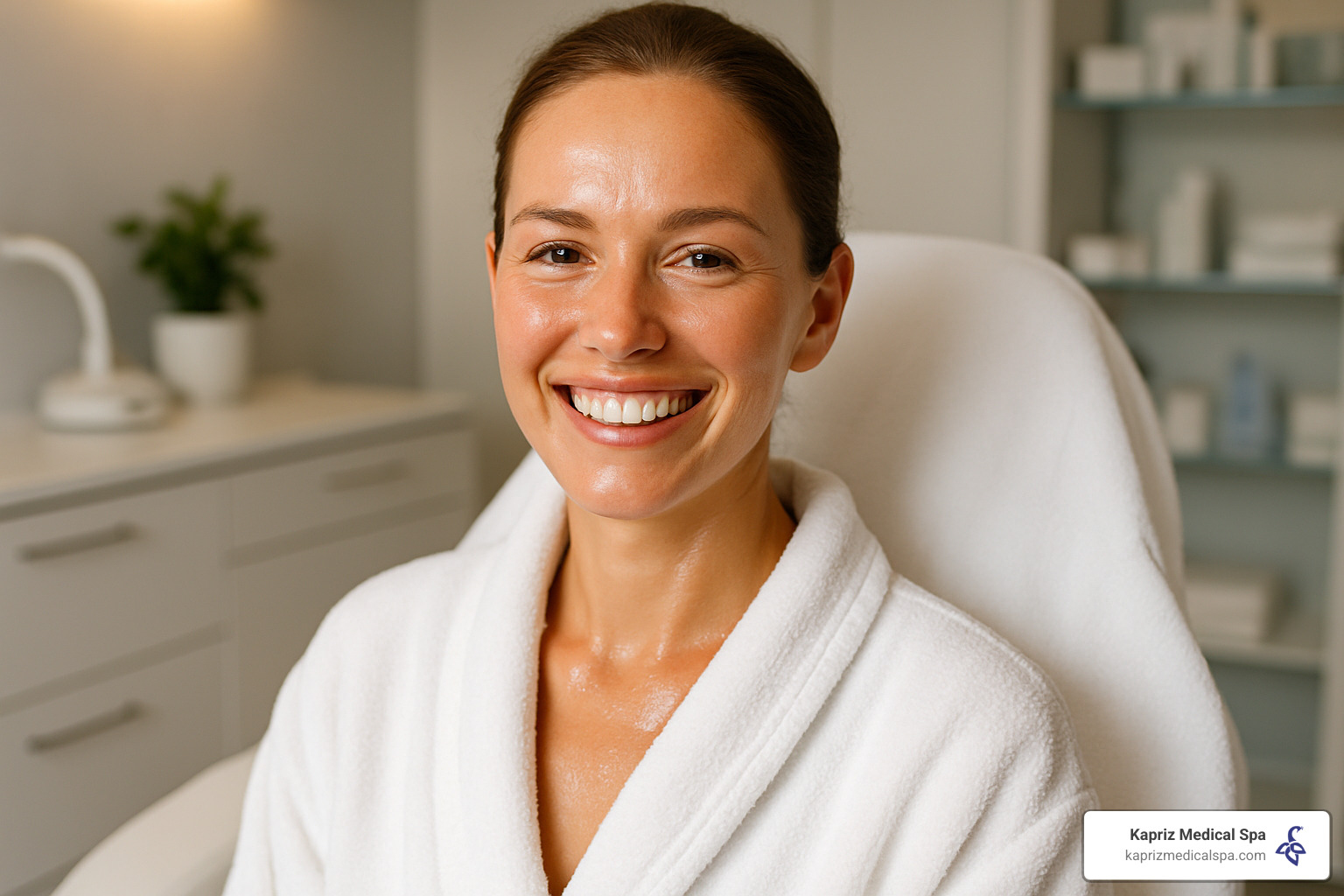 Woman with glowing skin after PRP facial treatment - PRP facial Jacksonville FL