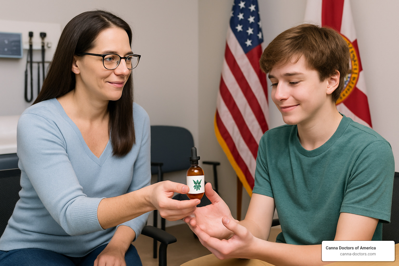 Caregiver helping minor patient with medical marijuana - Florida marijuana card application