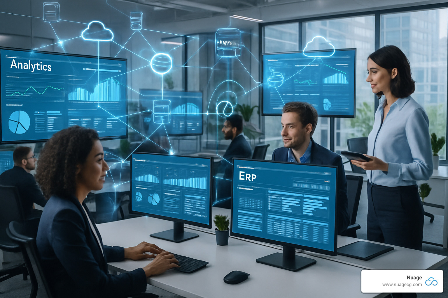 Future-ready enterprise with interconnected systems and real-time data flows - Custom ERP integration services