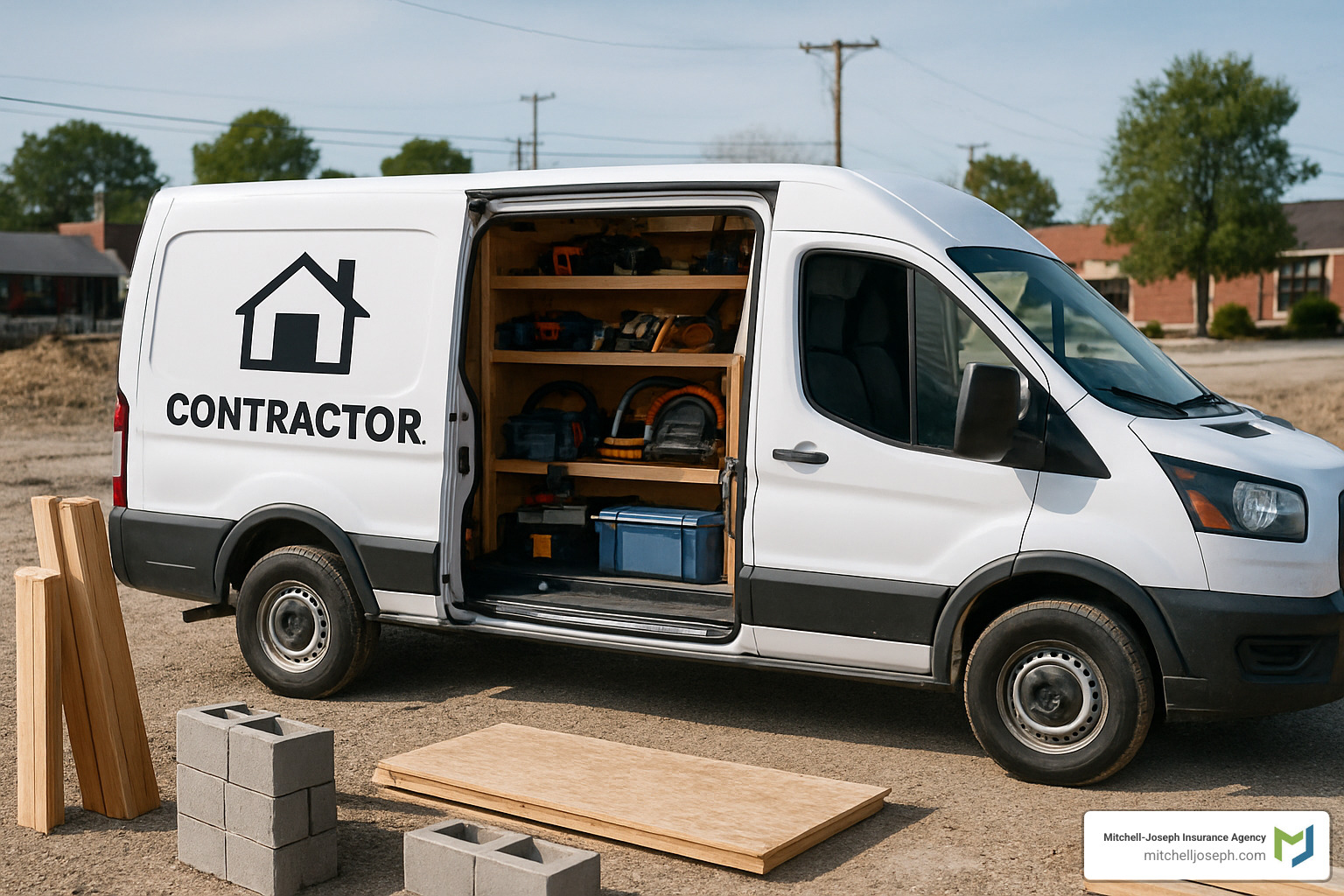 01b4cef9c15e0c2d3ac5f62818b8e581394a2824 Building Confidence with Contractors Insurance in Rochester NY Protect your projects with business insurance for contractors in Rochester NY. Get coverage details, local laws, and expert tips now. branded contractor van with tools and equipment - business insurance for contractors
