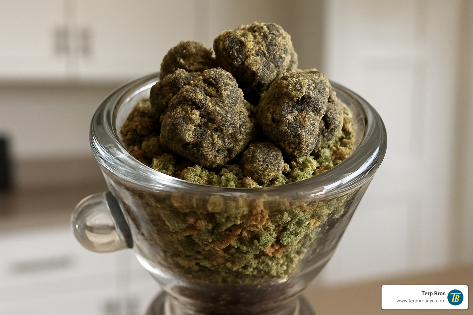 properly packed bowl with flower base and moon rock pieces on top - moon rock weed