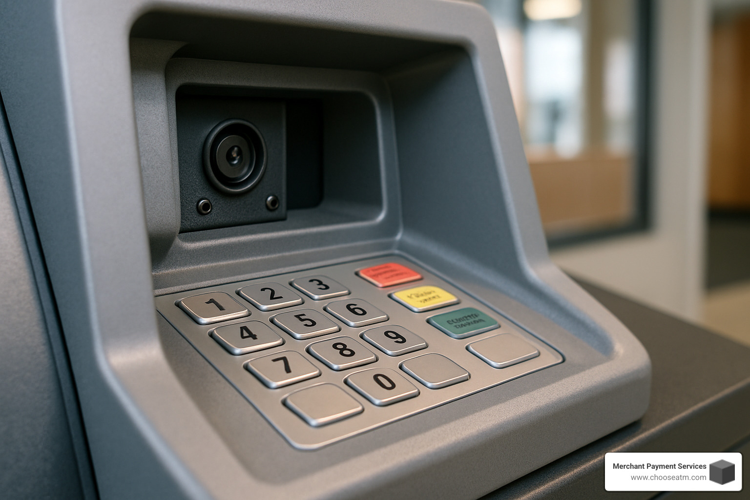 Correct pinhole camera placement inside ATM housing - atm machine camera