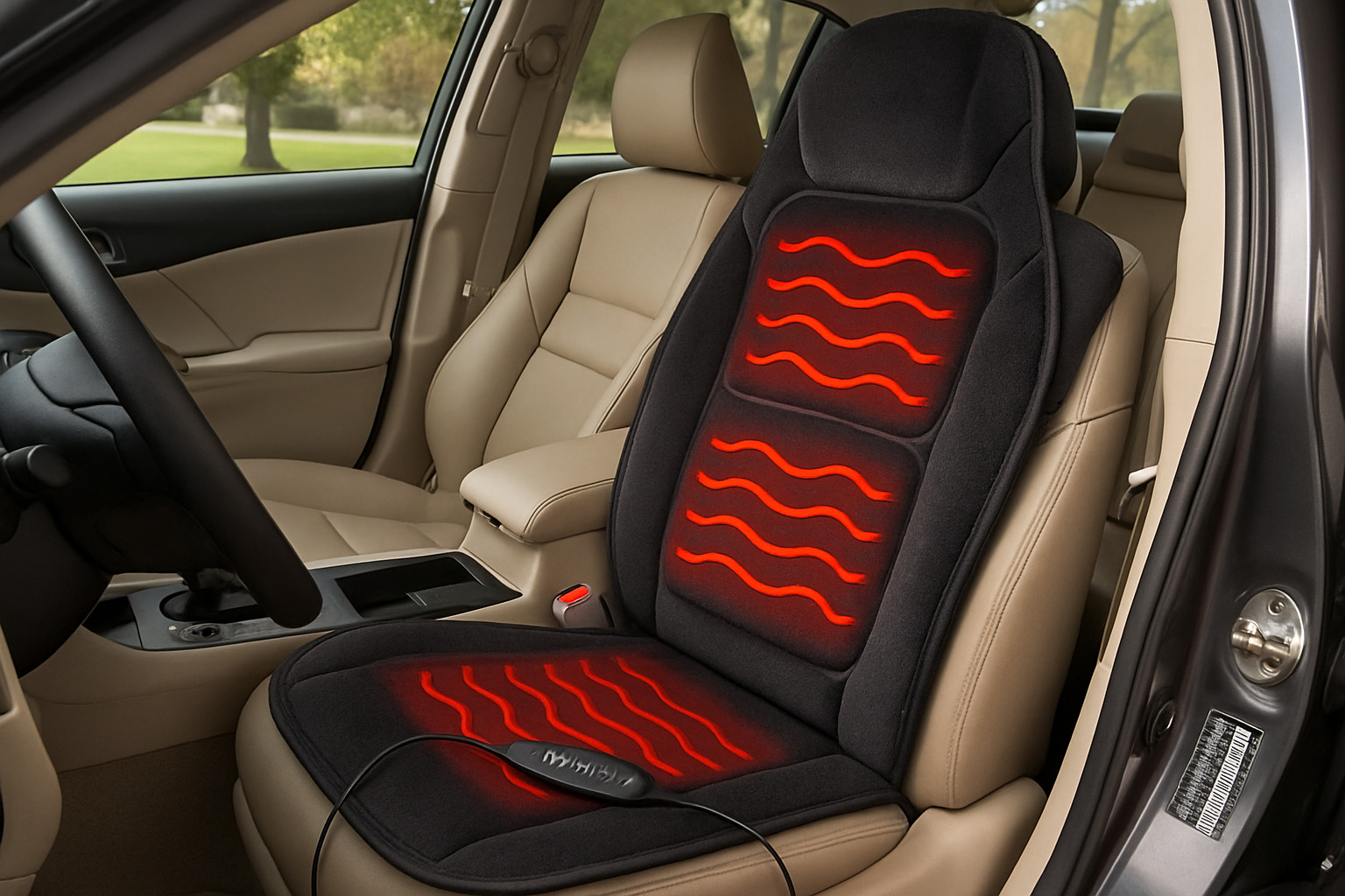 heated massage seat cover installed in car interior - how to update the tech in an older car