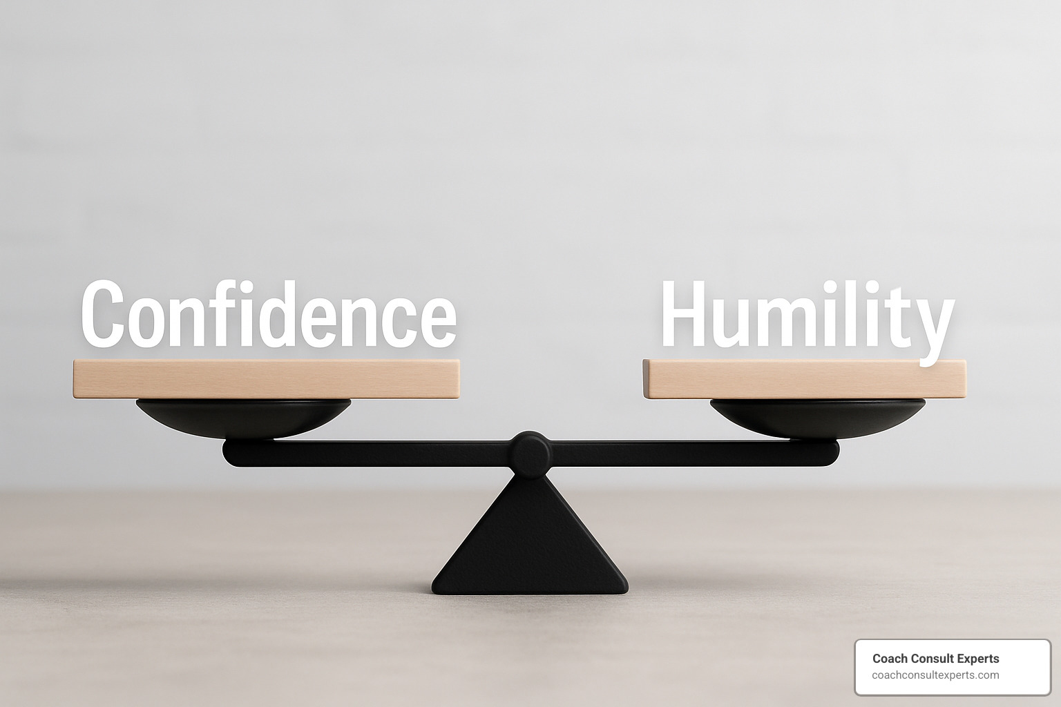 balance scale showing confidence and humility in equilibrium - coach yourself confident