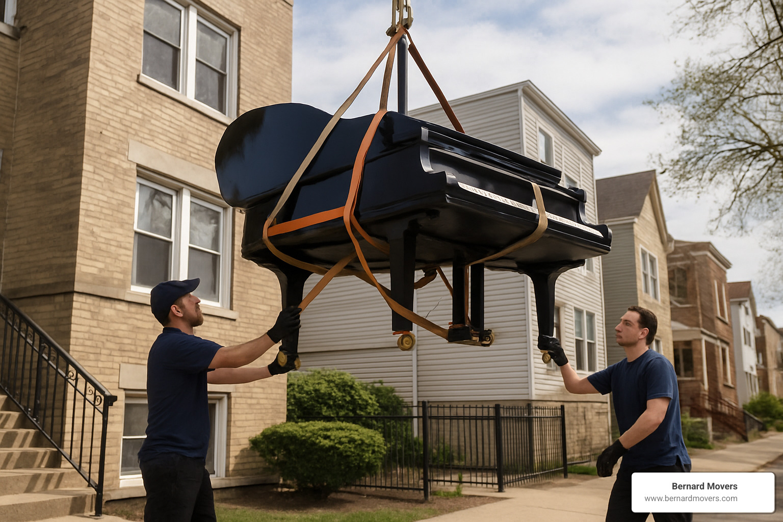 crane lifting piano - piano moving company price