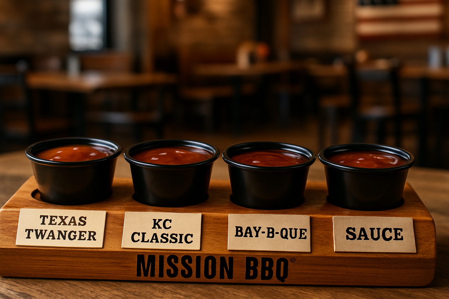 mission bbq sauce flight - mission bbq