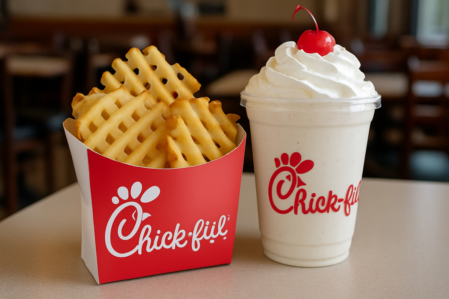 chick fil a waffle fries and milkshake - chick fil a menu