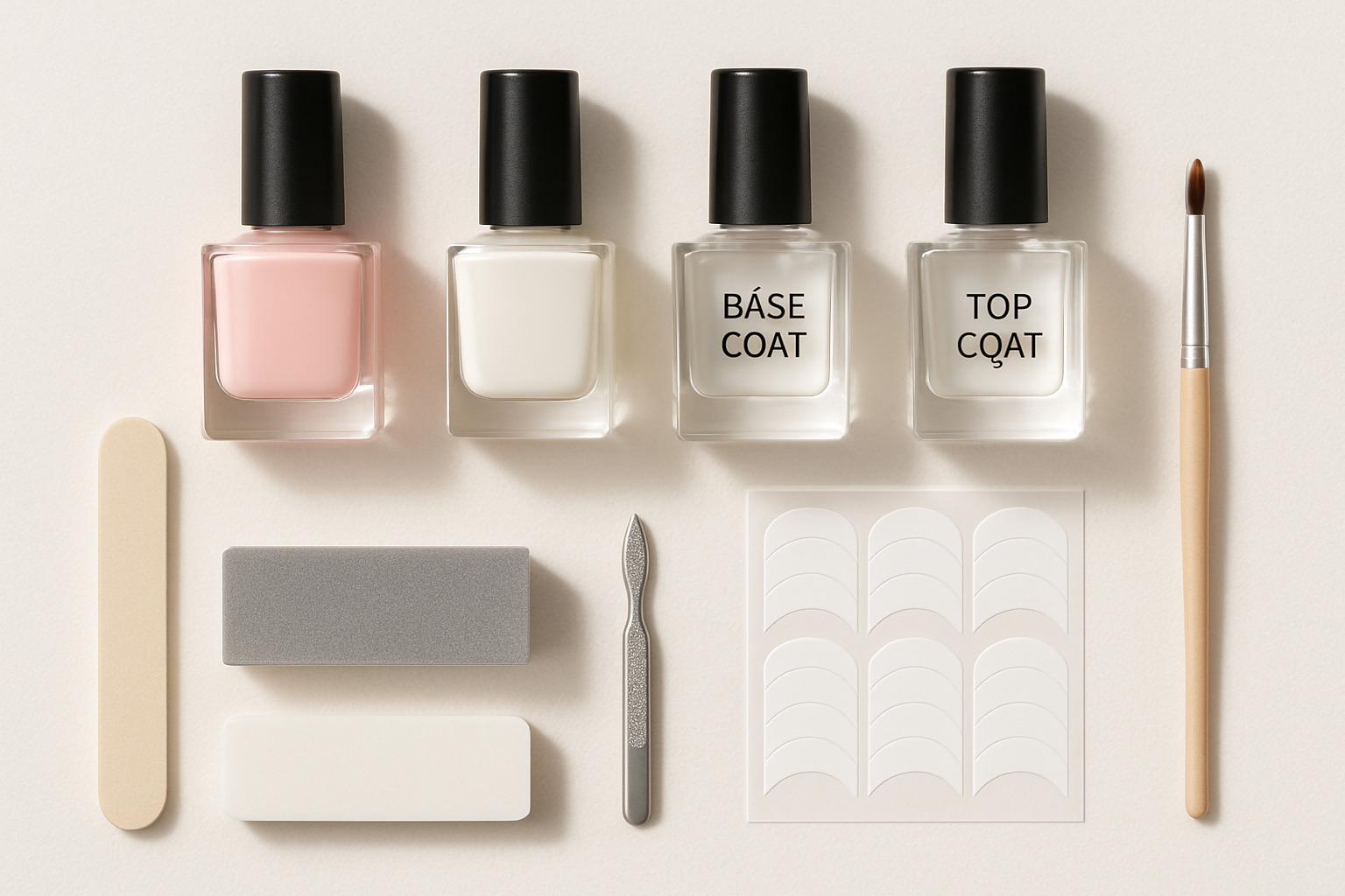 at-home french manicure kit with tools laid out - french tip nails