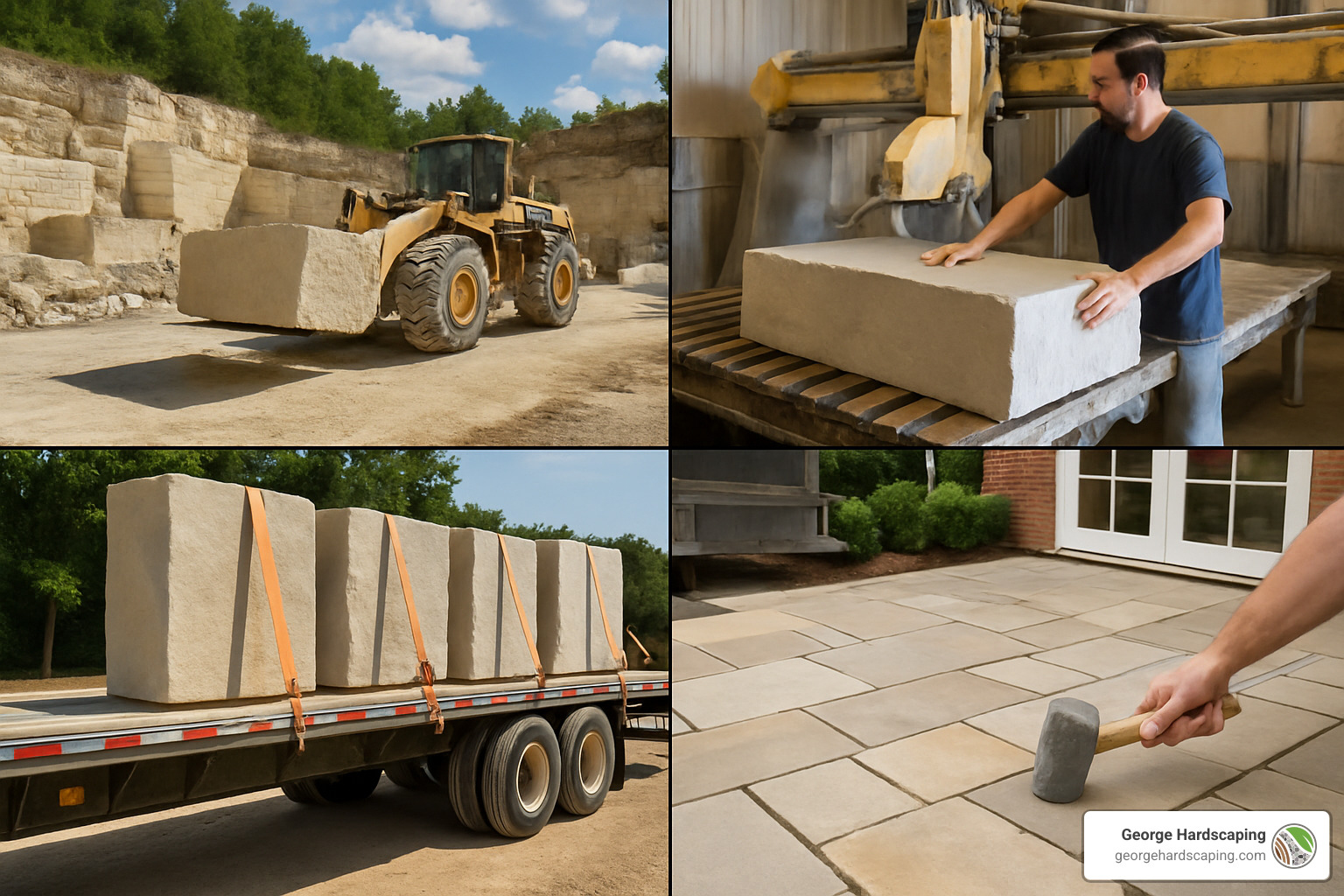 quarry to finished patio installation process - natural stone pavers