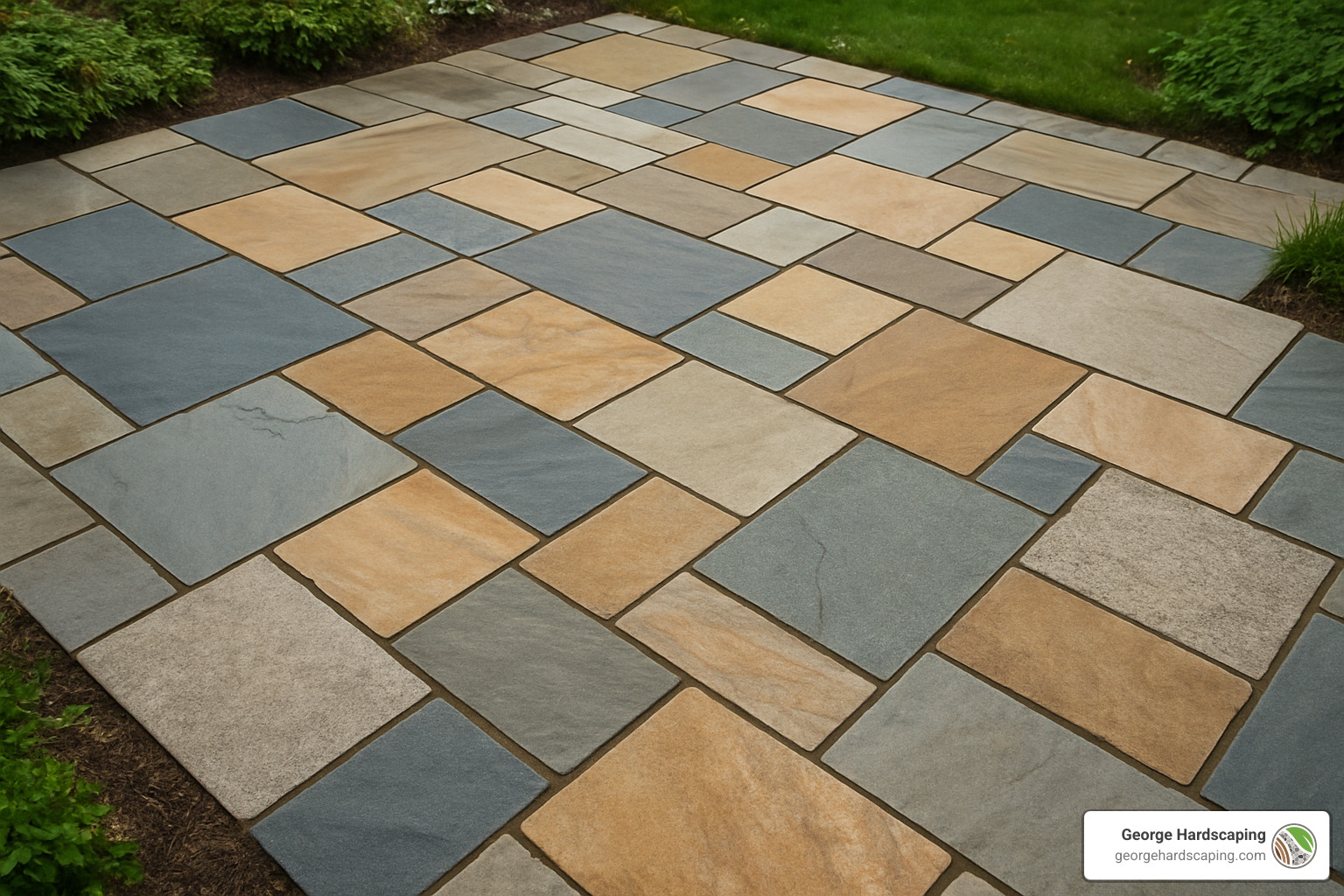 mixed natural stone paver patterns - natural stone pavers