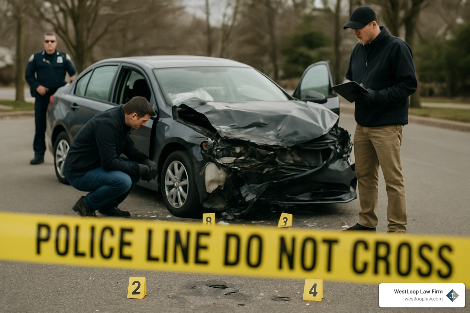 Accident scene showing evidence preservation and investigation - Houston wrongful death accident attorney