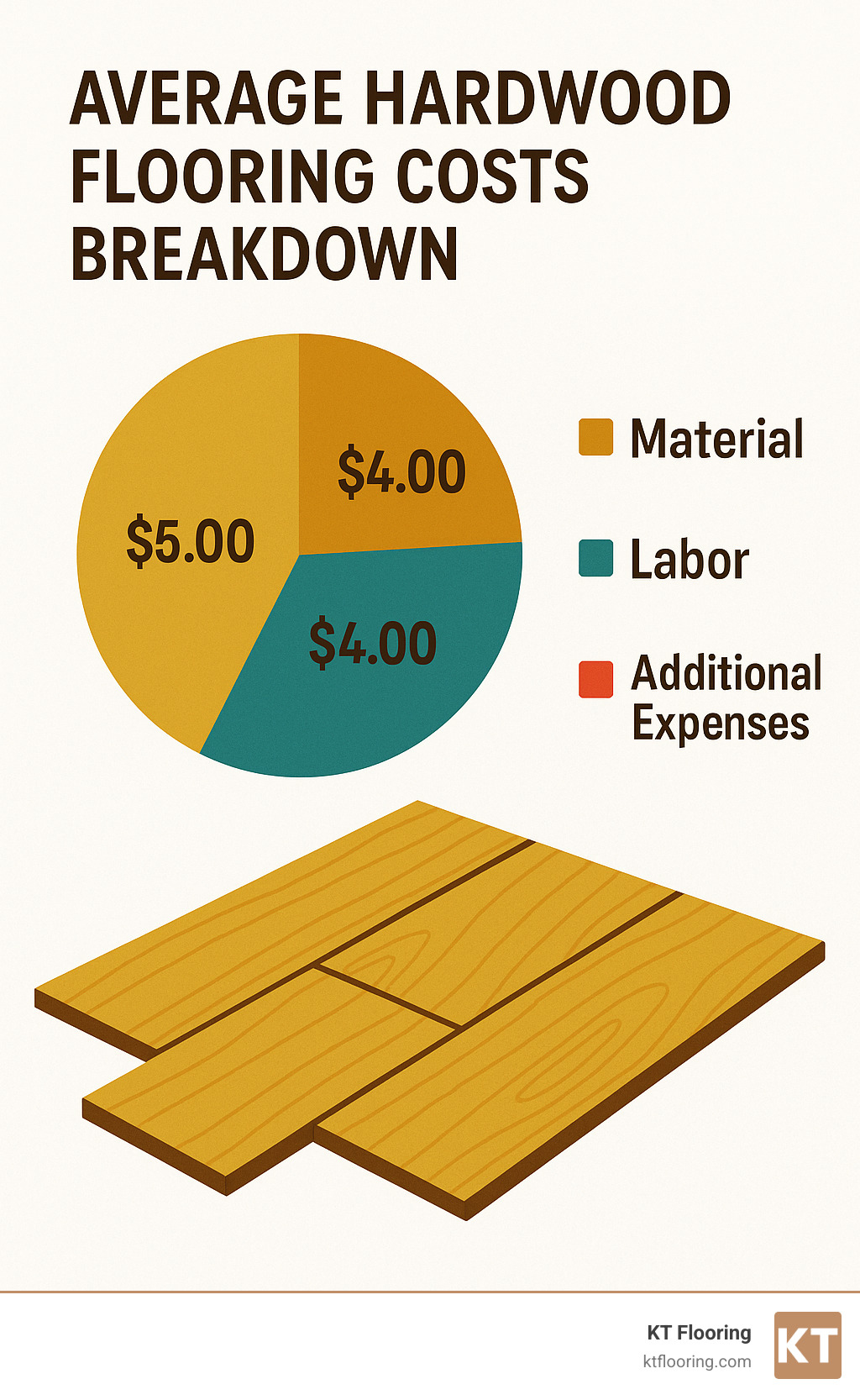 Average hardwood flooring costs breakdown showing material, labor, and additional expenses - shaw hardwood flooring infographic