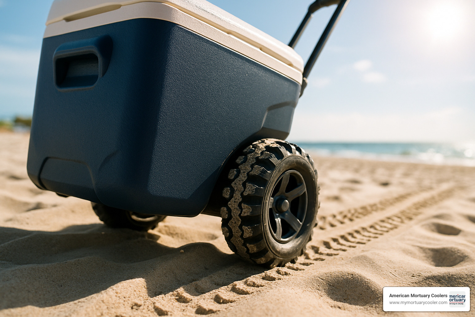 cooler wheels on sand - arctic coolers for sale
