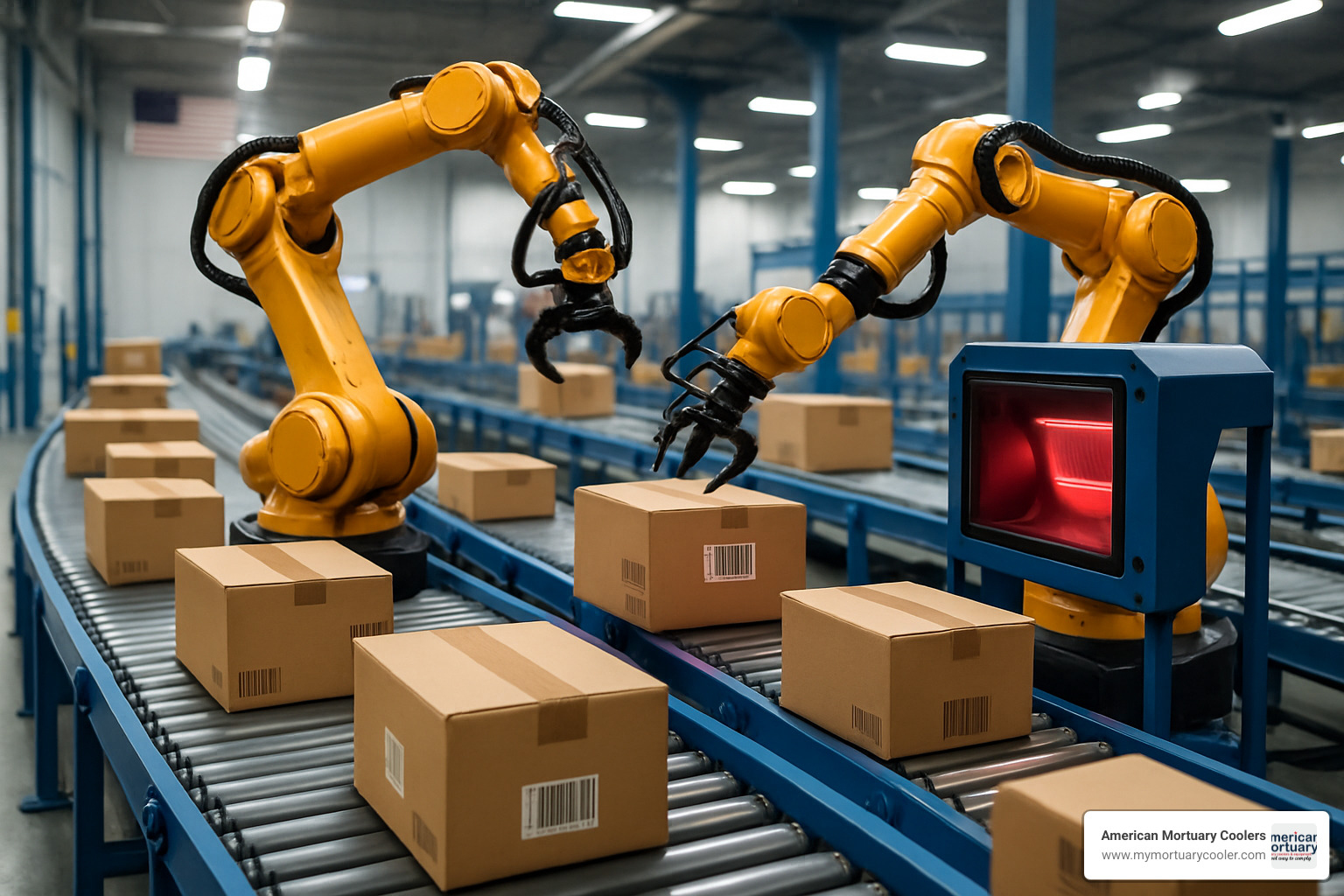 Automated warehouse conveyor system with robotic sorting equipment and integrated scanning technology - what is the order process