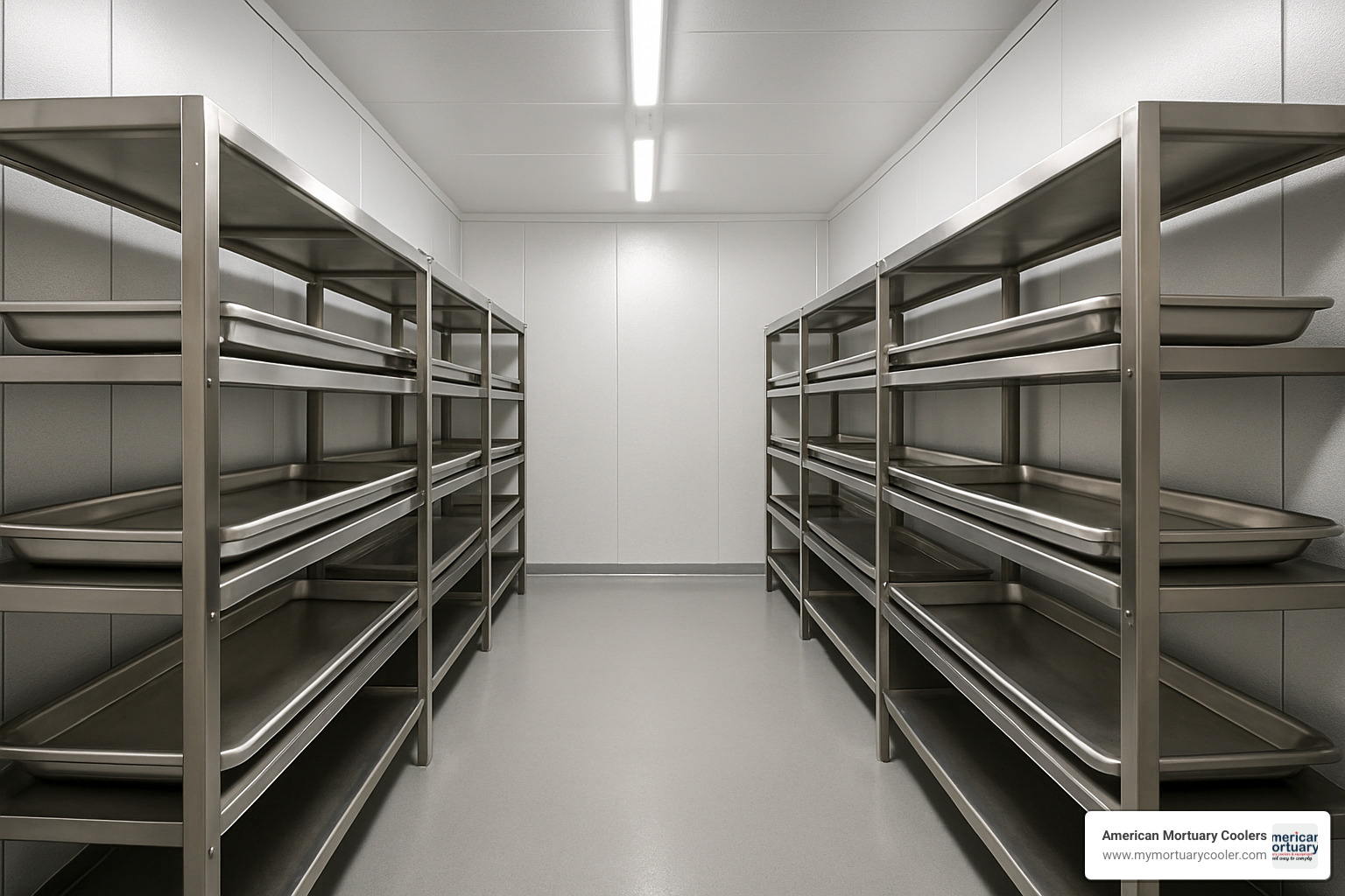 Walk-in mortuary cooler interior - Mobi Mortuary Cooler www.medicalstretchers.com