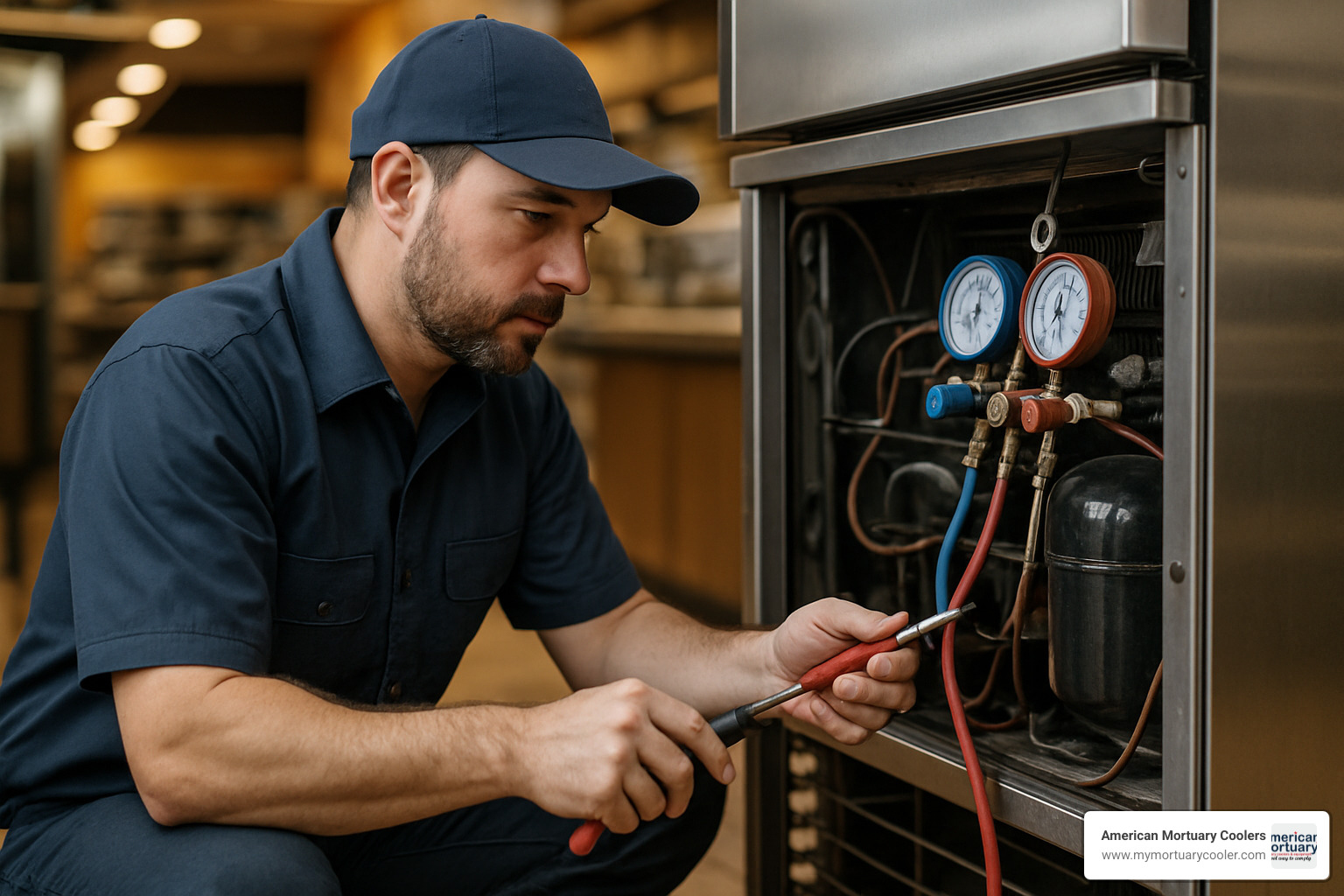 technician performing maintenance on refrigeration unit - what is refrigeration unit