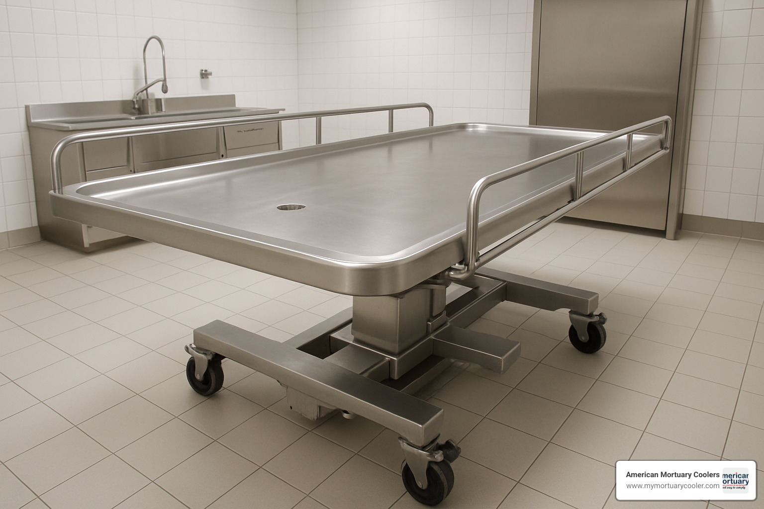 oversized bariatric hydraulic embalming table - hydraulicembalmingtables.com morgue supply