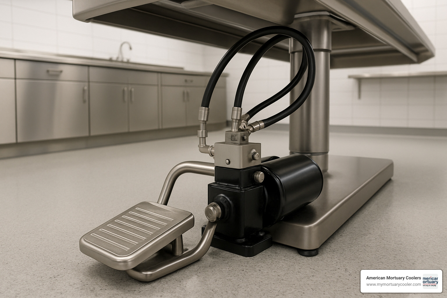 foot pedal hydraulic pump system - hydraulicembalmingtables.com morgue supply