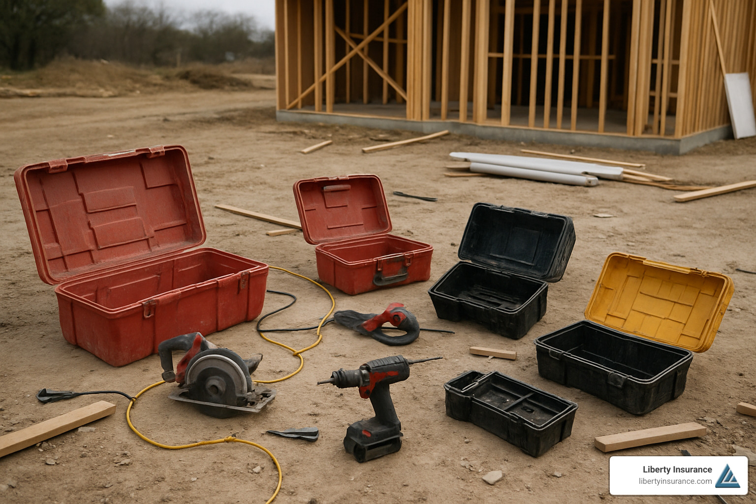 09c8b9a4b3dfef0a371b4f80a2a67ef74ad0fc39 NJ General Contractor Insurance Made Easy (No Hard Hats Required) Get General contractor insurance NJ explained—coverages, costs, laws, tips, and easy compliance for contractors. Protect your business today! Tool theft scene showing empty job site with scattered equipment - General contractor insurance NJ