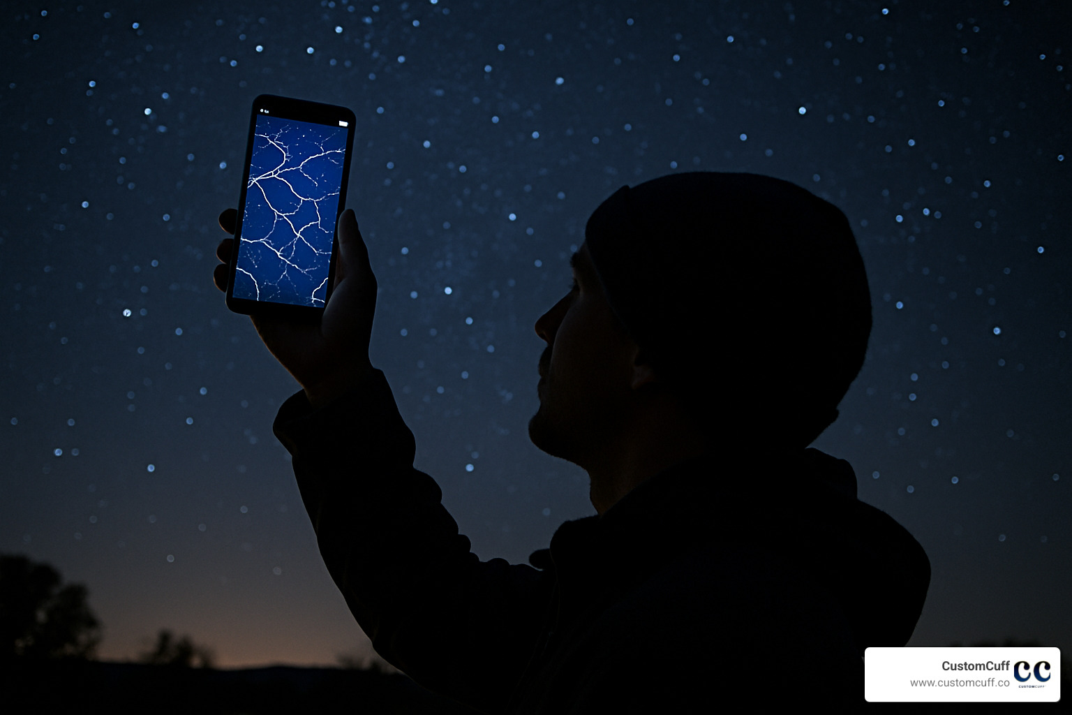 smartphone displaying constellation identification app - night sky constellations