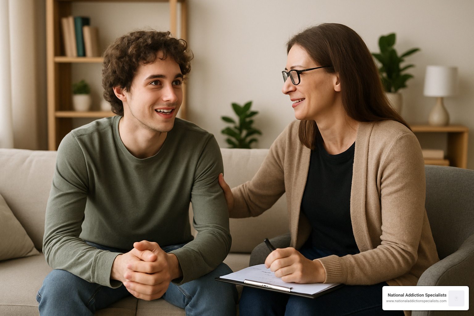 Young adult in counseling session - benefits of suboxone treatment