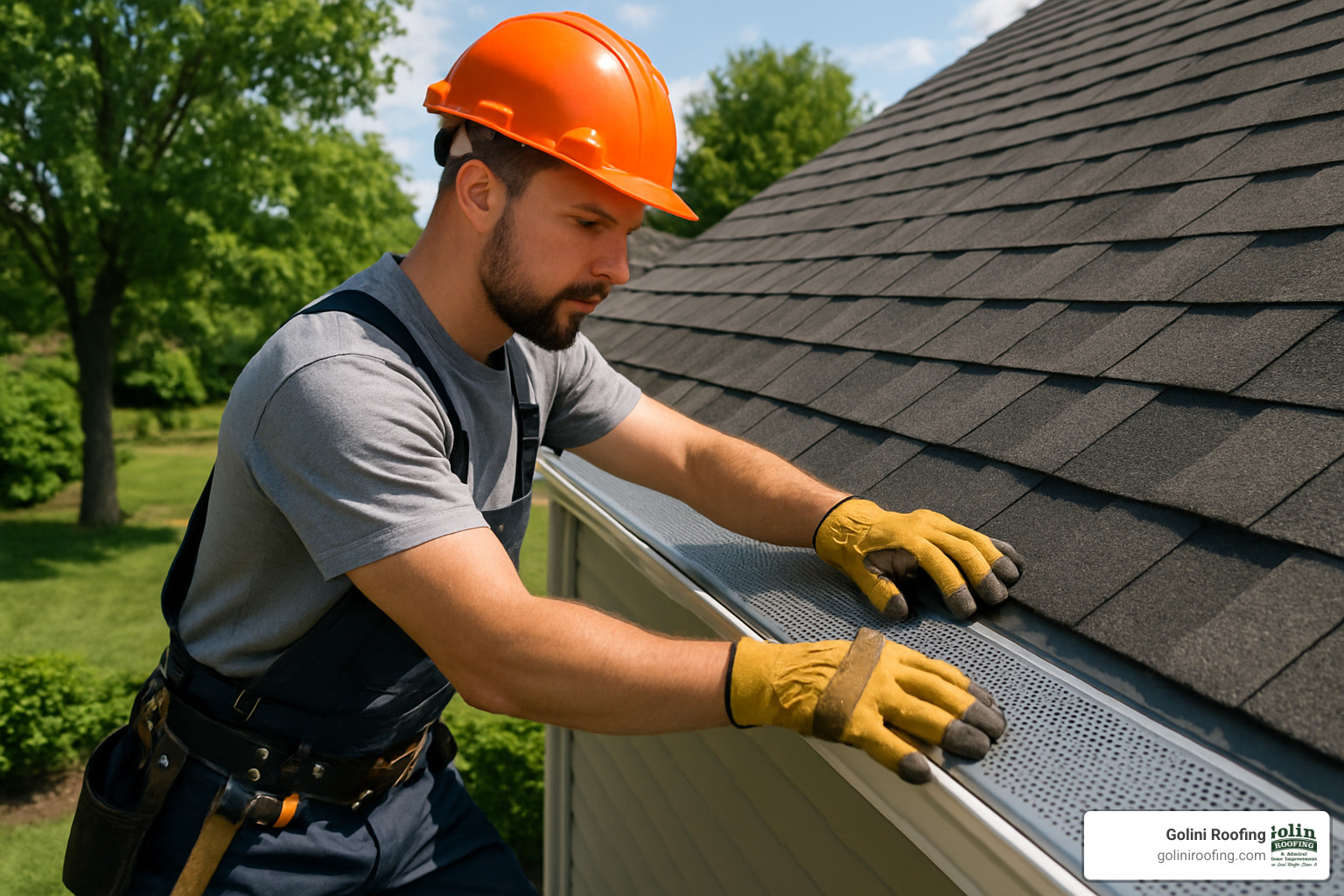 professional installing gutter guards on residential home - gutter repairs ipswich