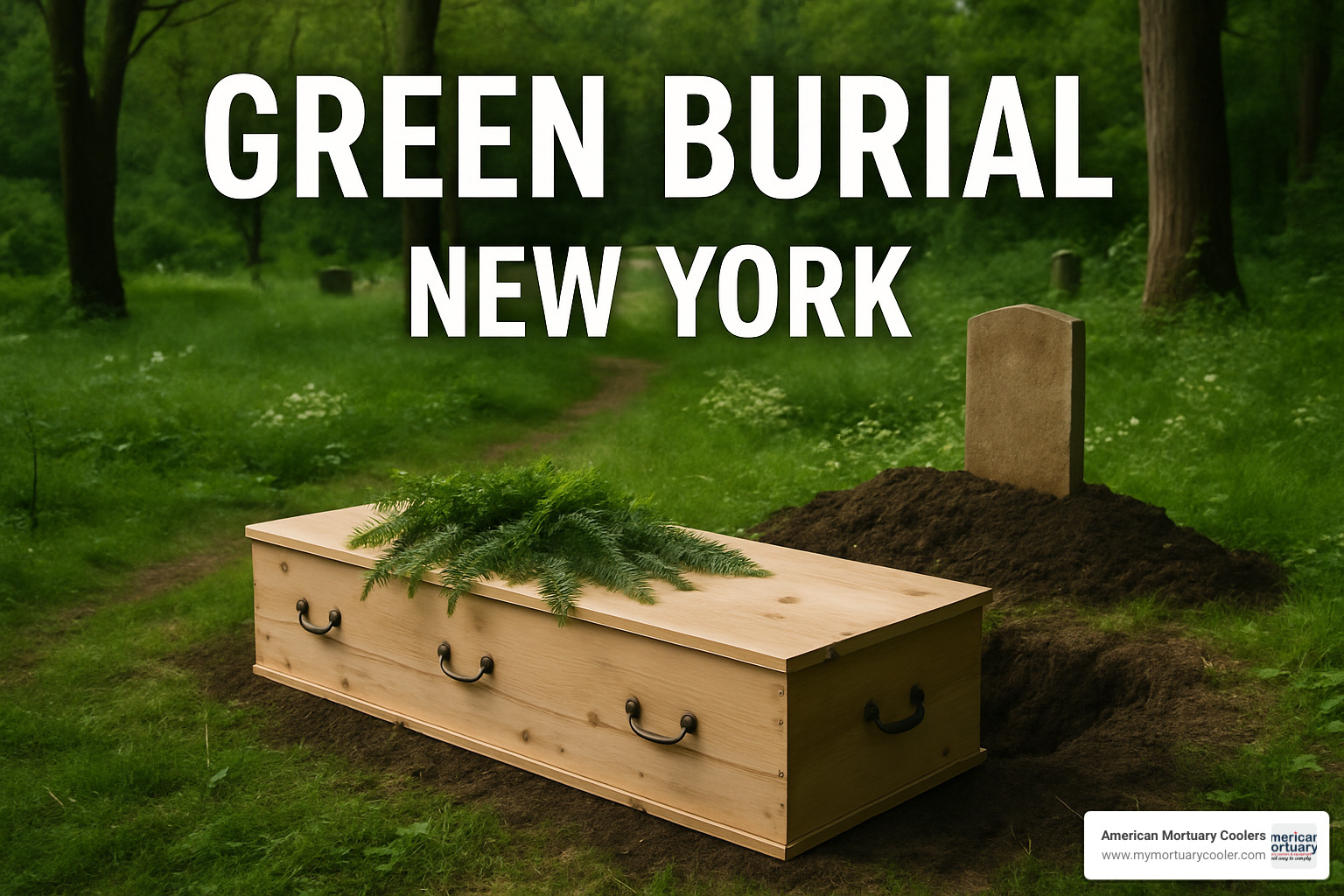 Map showing locations of green burial cemeteries across New York State, with symbols indicating hybrid, natural, and conservation burial grounds - green burial New York