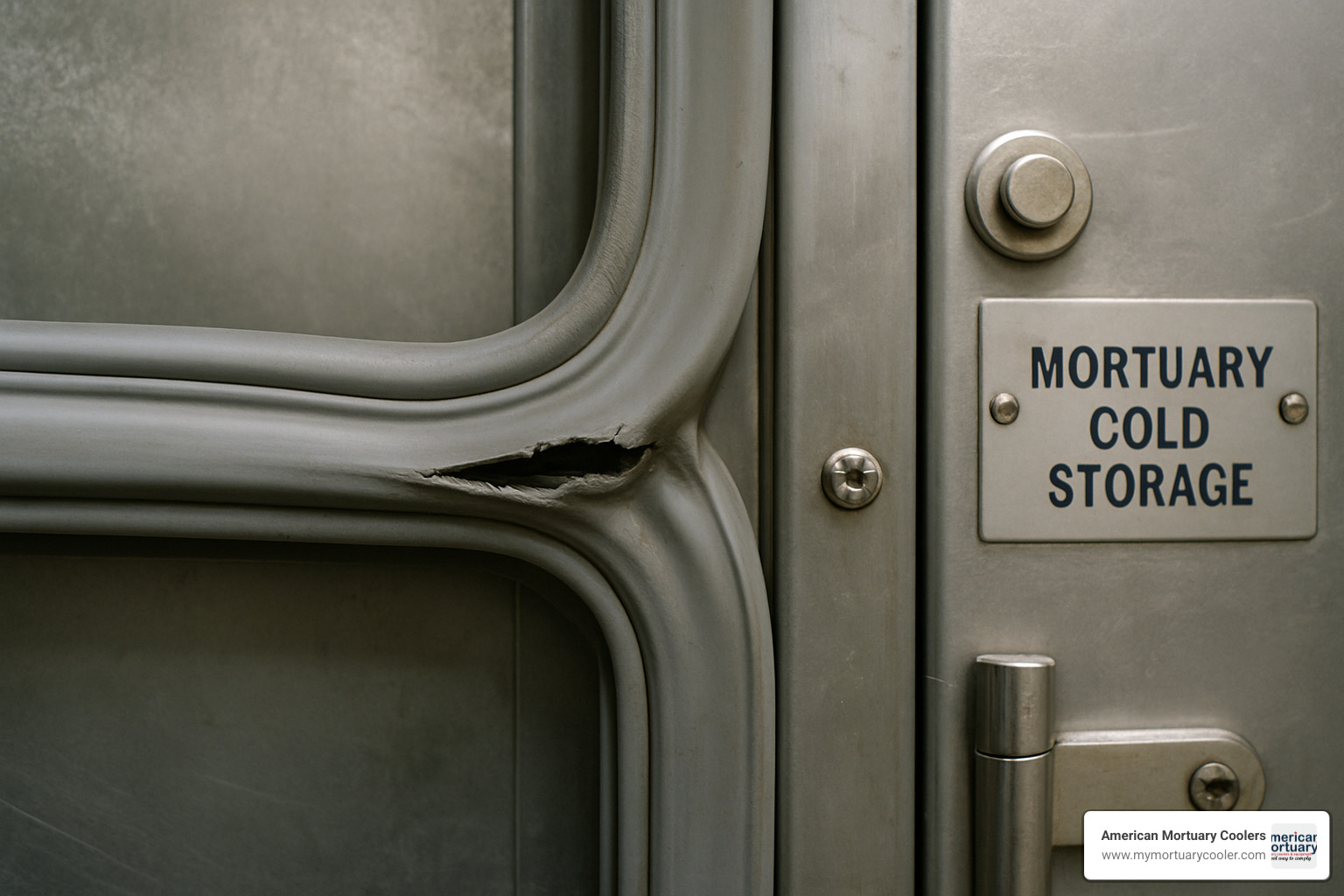 torn gasket requiring immediate replacement - mortuary cold room doors service maintenance