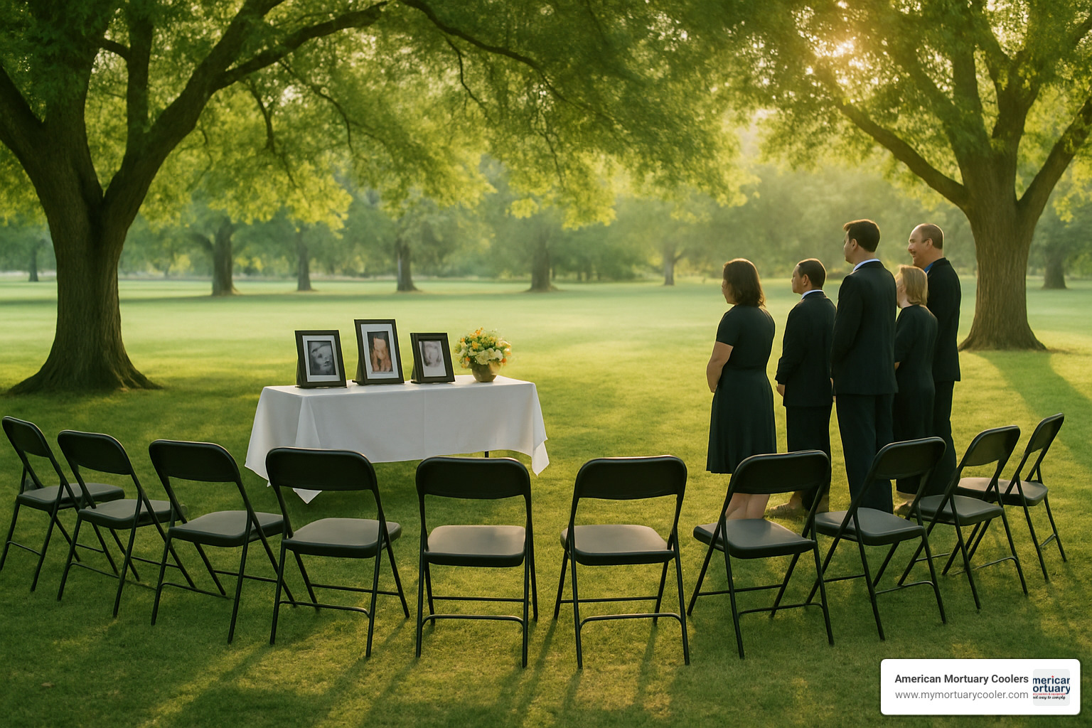 Memorial service in a peaceful park setting - cheap memorial service