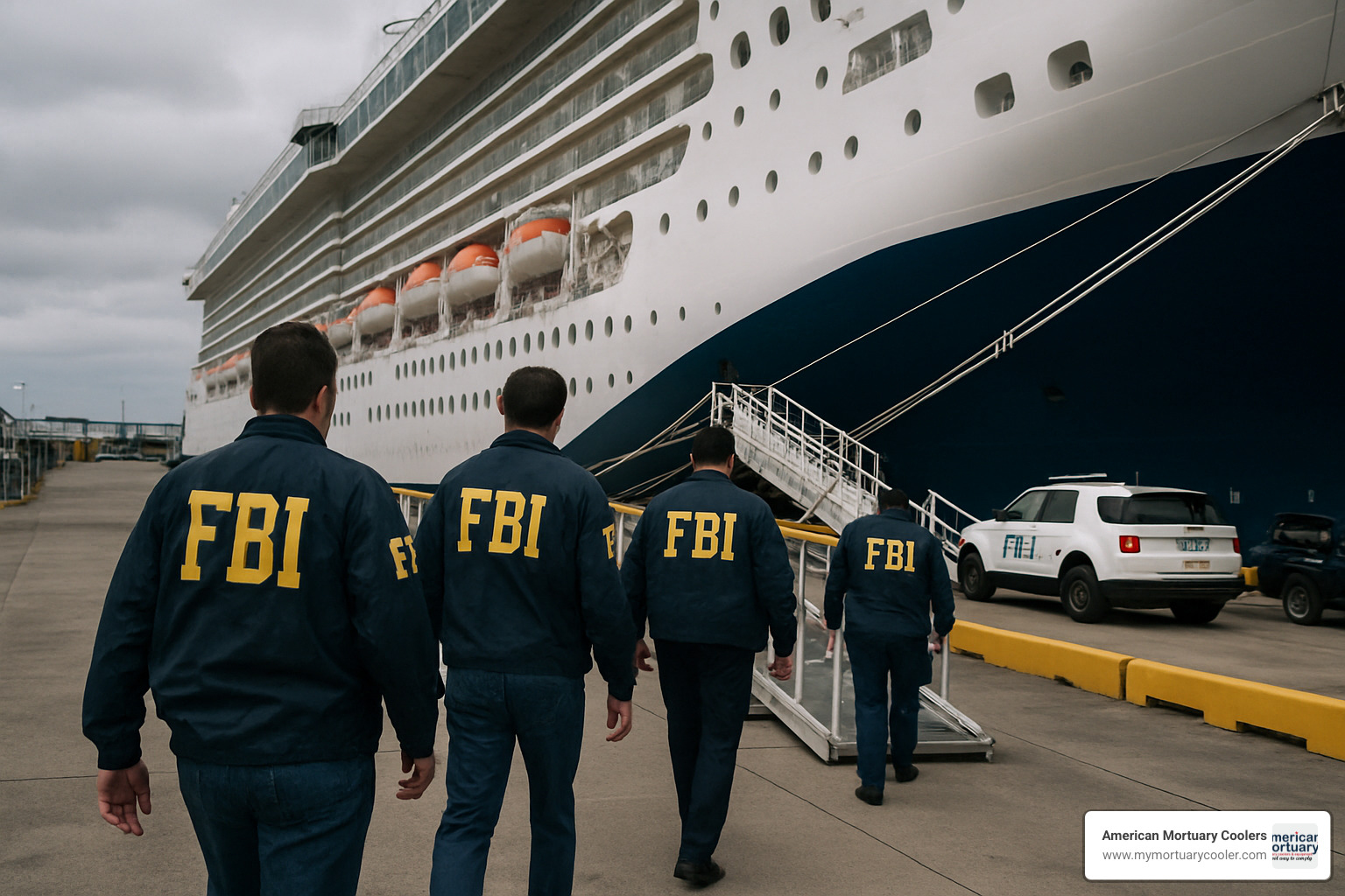FBI investigation team boarding cruise ship - death on royal caribbean cruise ship