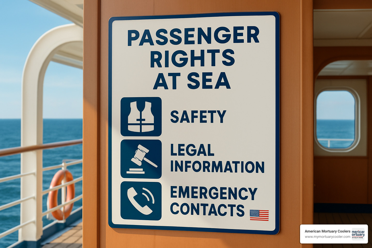 Passenger rights information poster - death on royal caribbean cruise ship