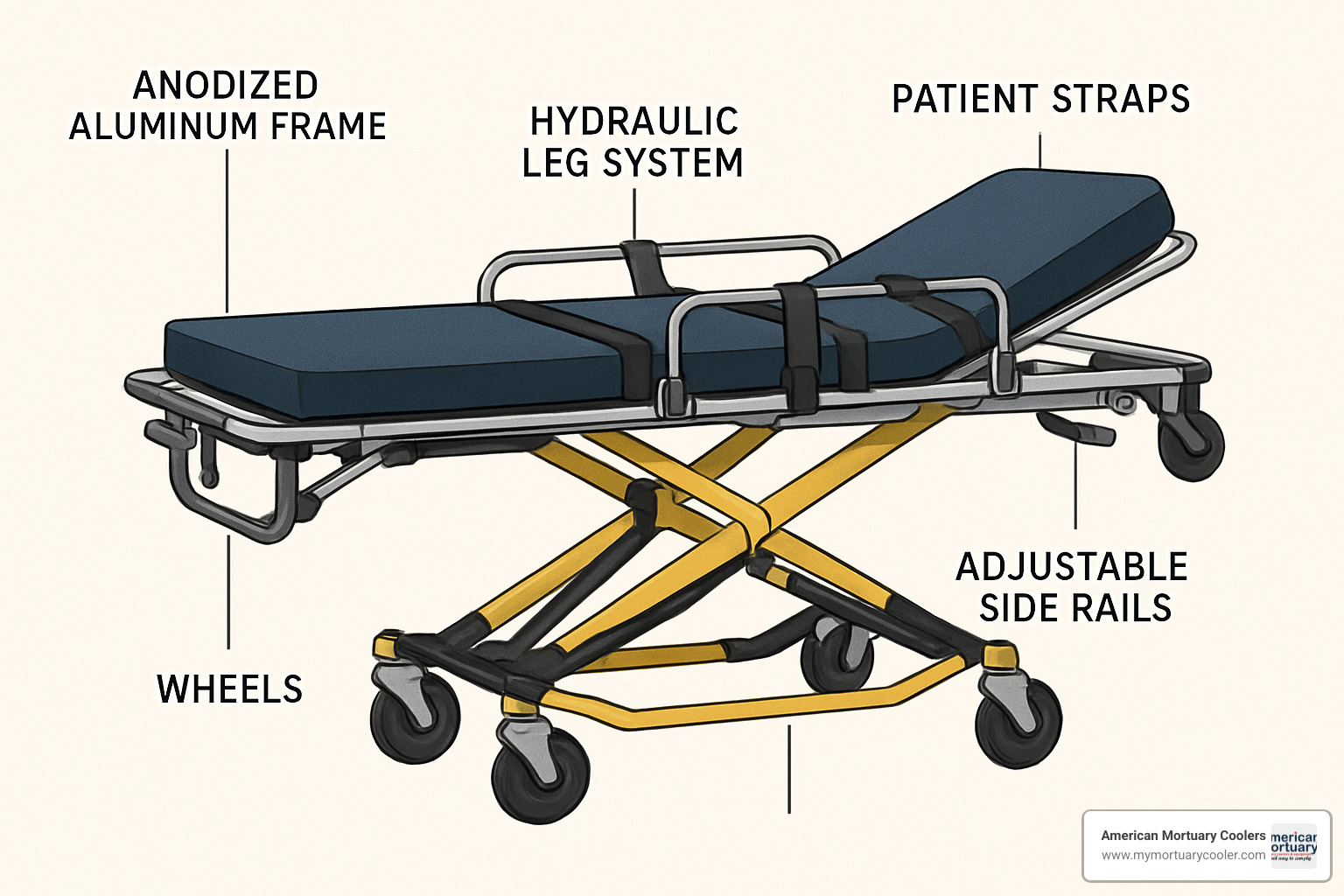 stretcher components diagram - wheeled stretcher
