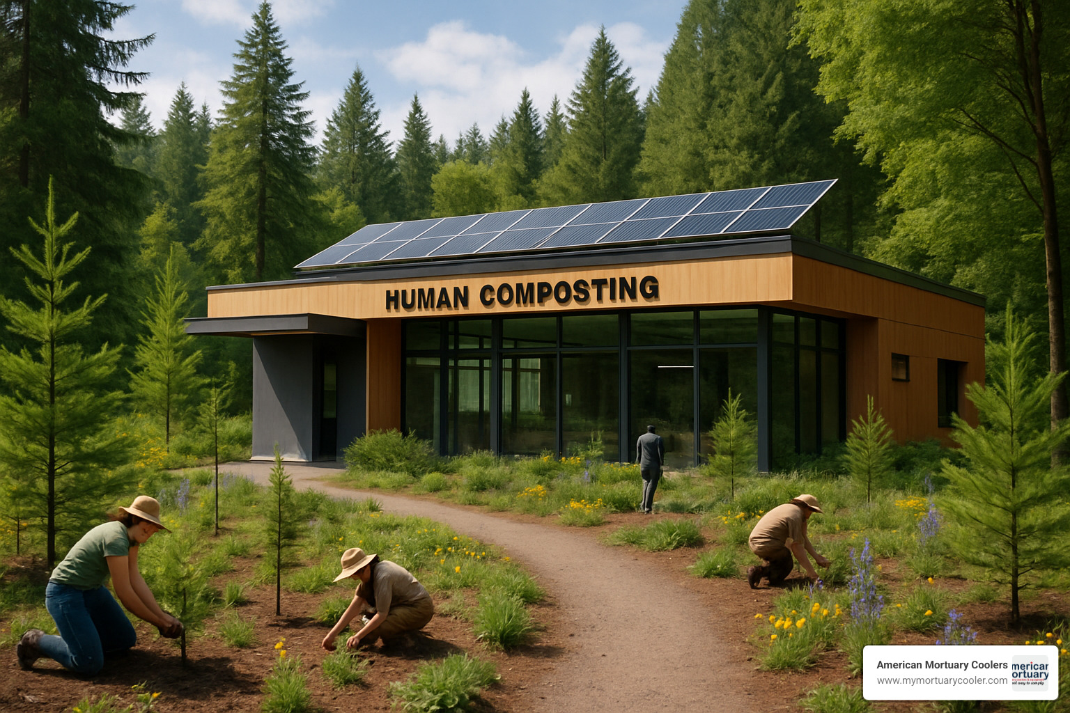 human composting facility with forest restoration project - body composting oregon