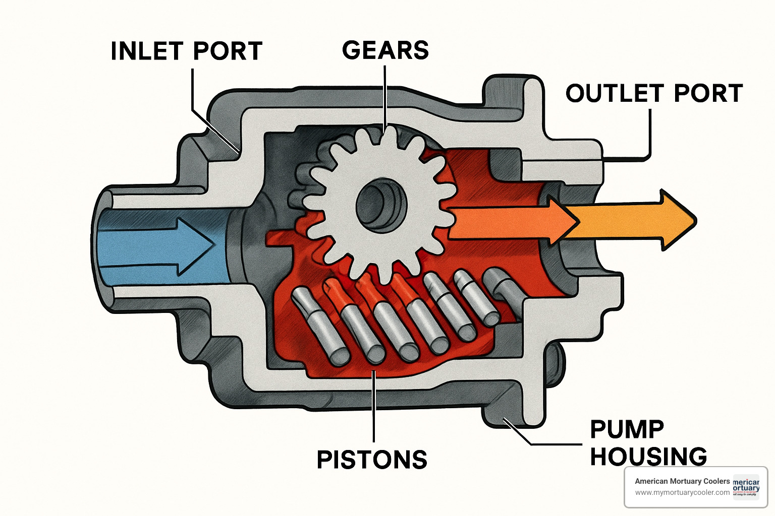 Cutaway diagram of hydraulic pump showing internal components - hydraulic pump for lift