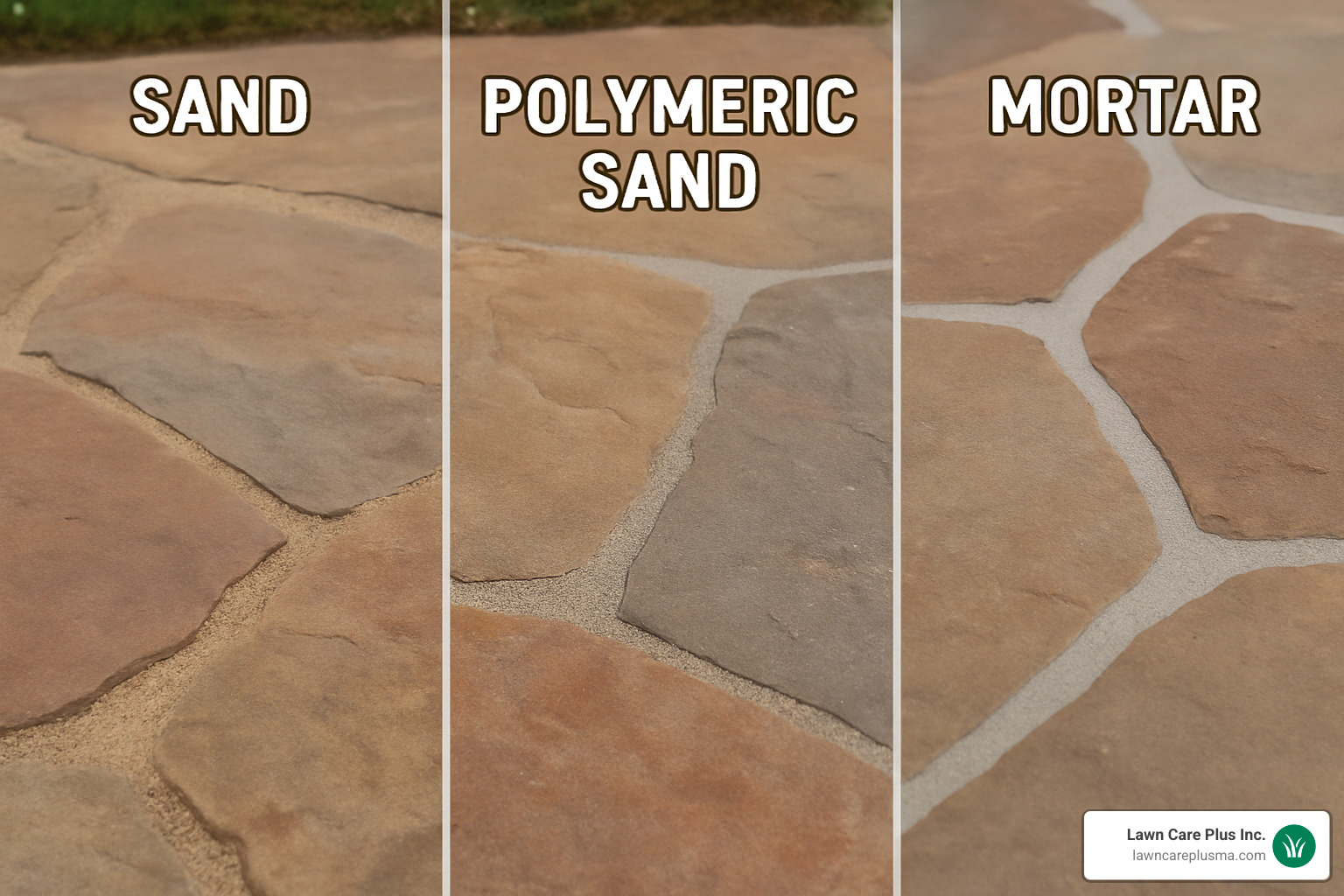 different joint filling materials displayed side by side - how to install flagstone patio