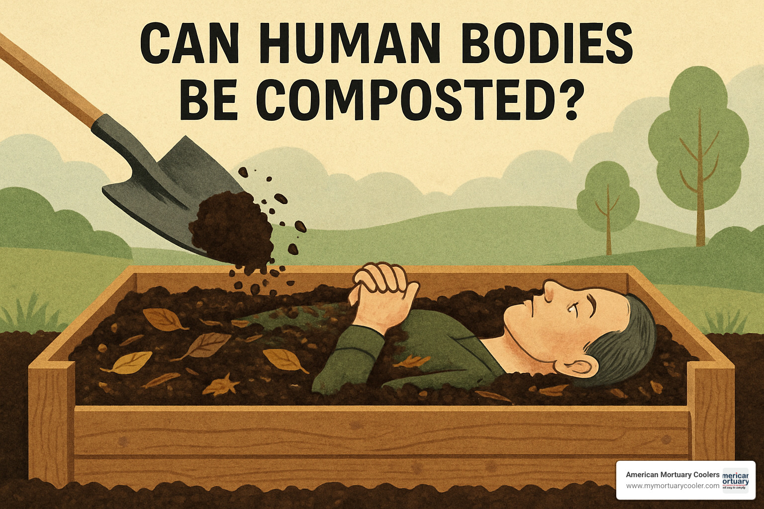 Chart comparing CO2 emissions and energy use between human composting, cremation, and traditional burial - can human bodies be composted
