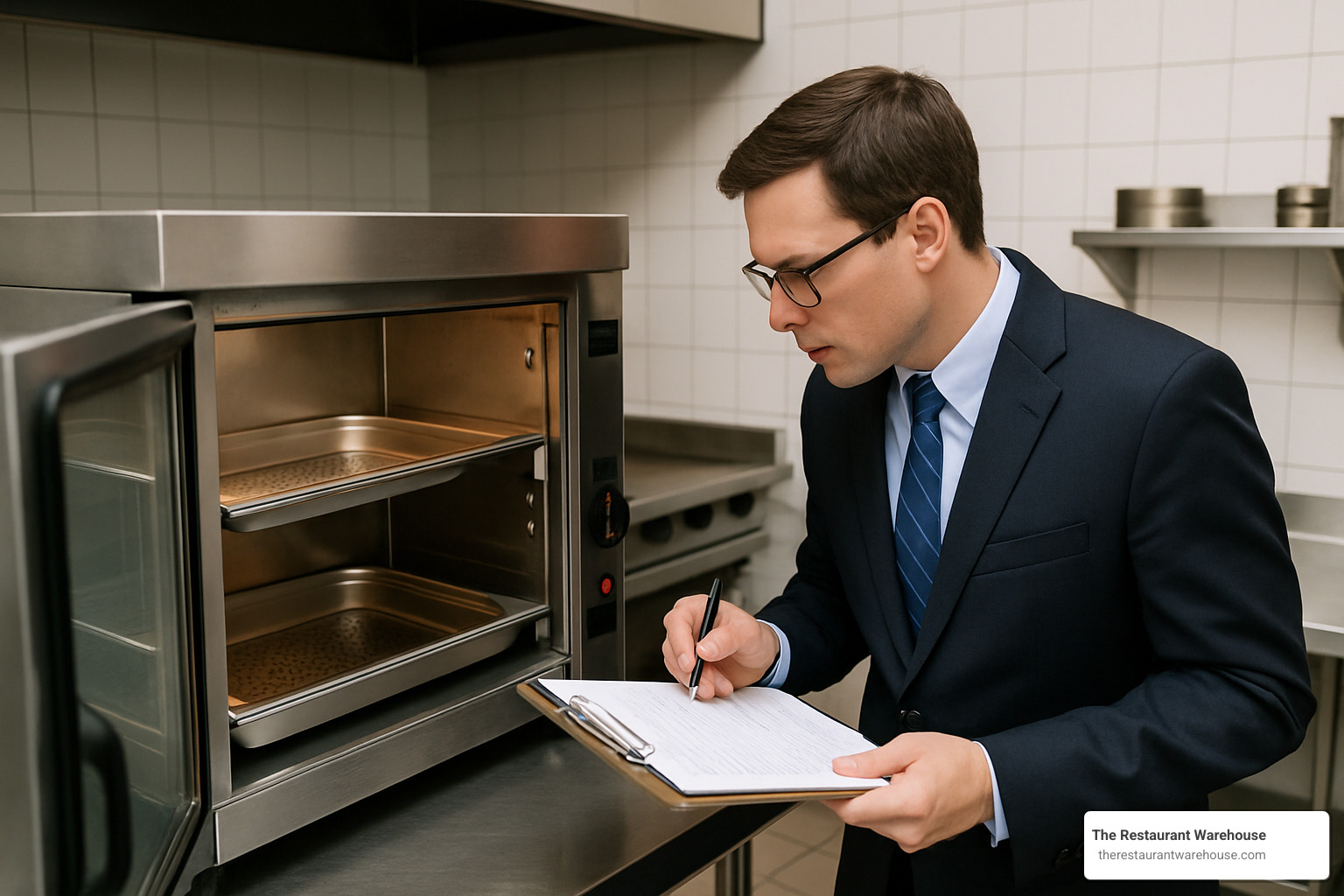 Inspector examining used commercial food warmer equipment - used food warmers for sale
