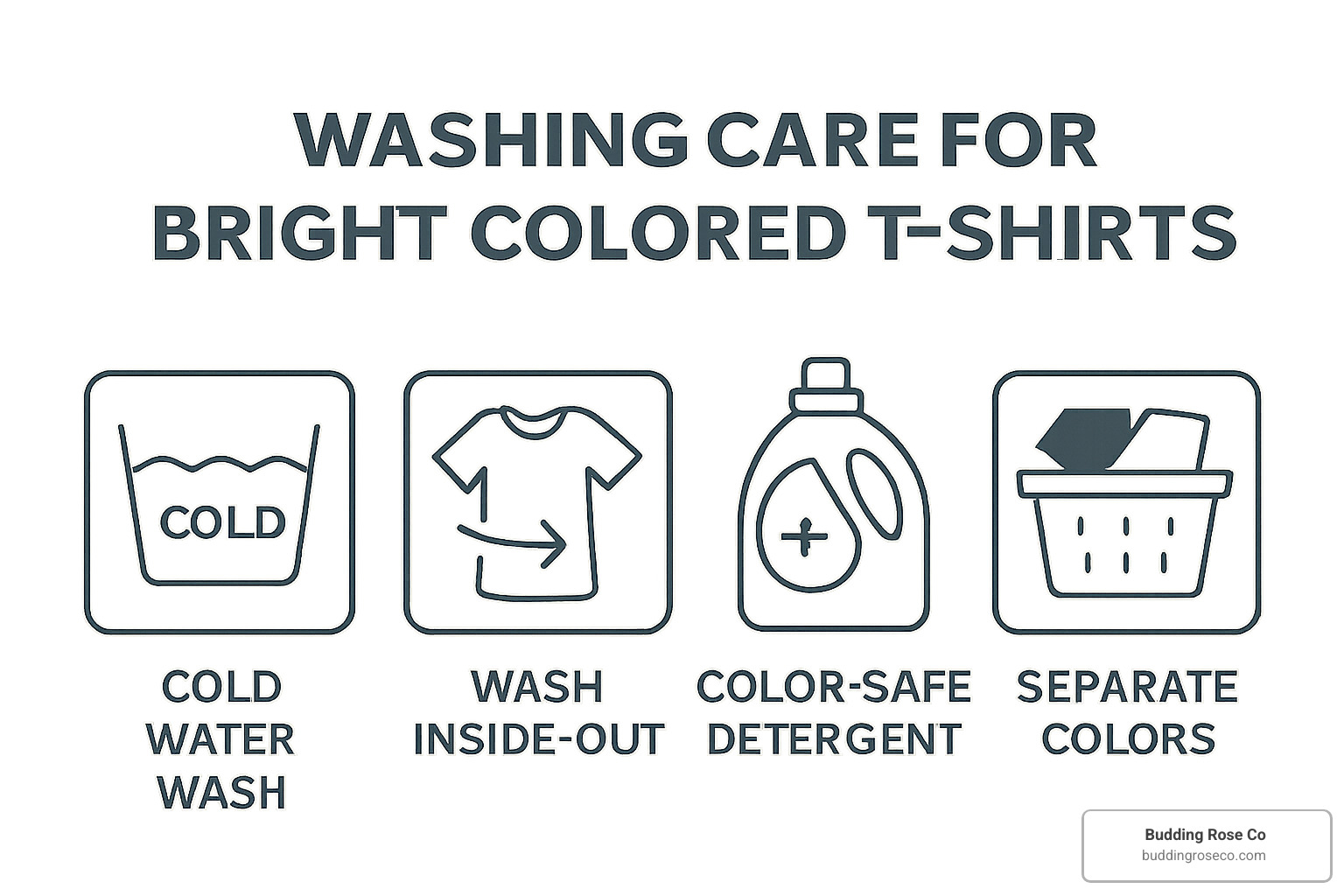 washing care symbols and temperature guidelines for bright colored fabrics - bright color t shirts
