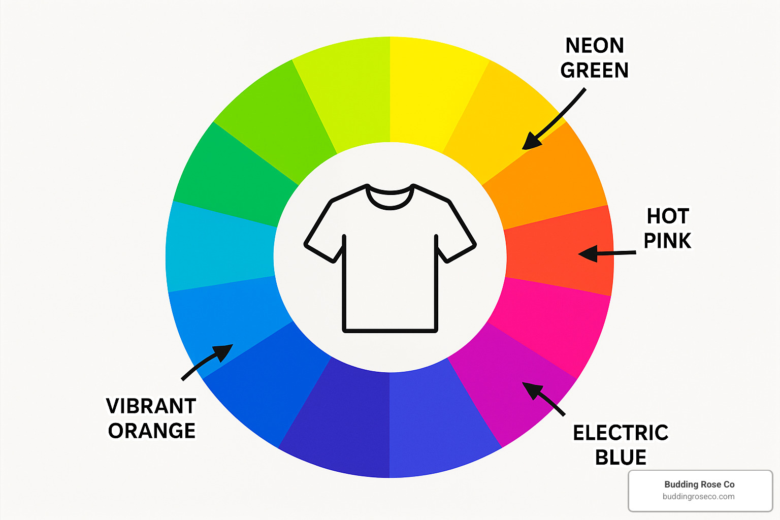 color wheel showing 2024 trending bright colors with fashion trend indicators - bright color t shirts