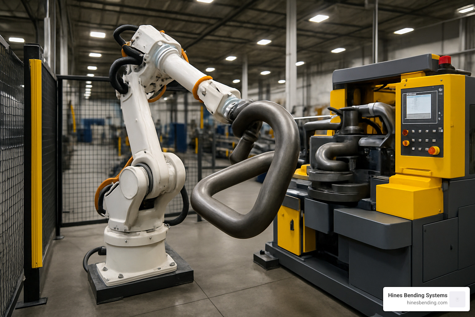 Modern automated pipe bending cell with robotic loading system - industrial pipe benders