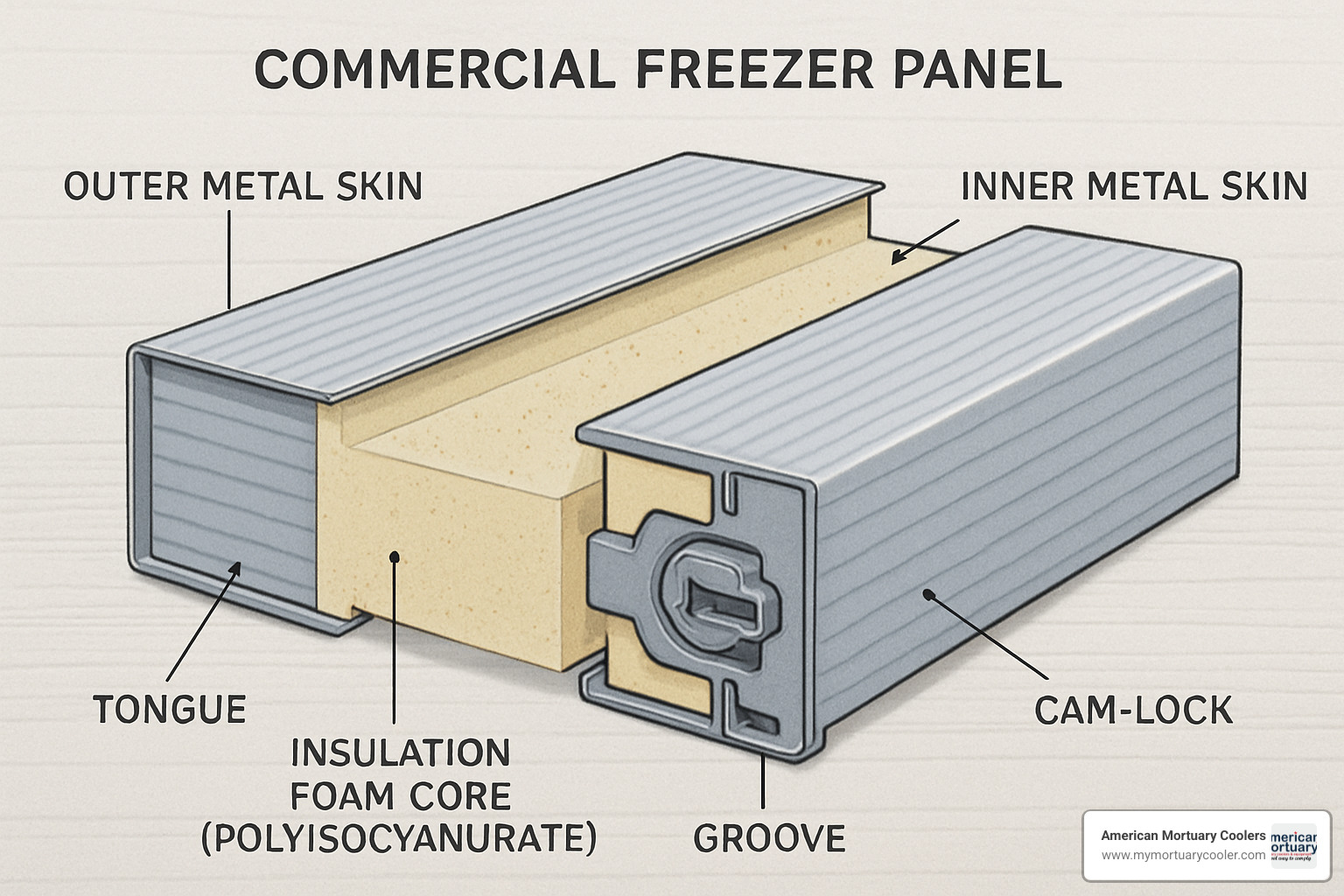 cross-section view of freezer panel construction - freezer panels for sale