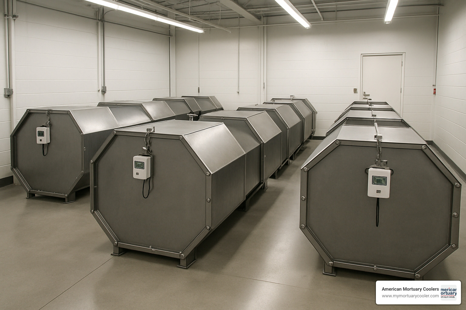 Array of hexagonal composting vessels in a controlled facility environment - body composting process