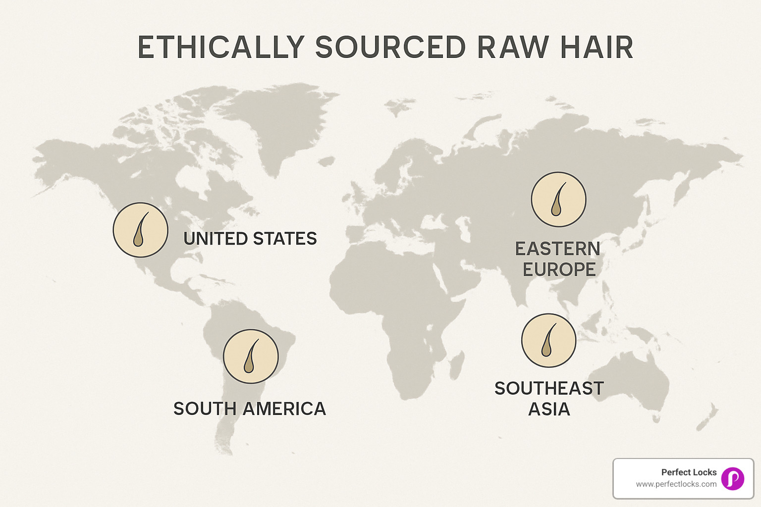 map showing global raw hair sourcing regions - raw bundles