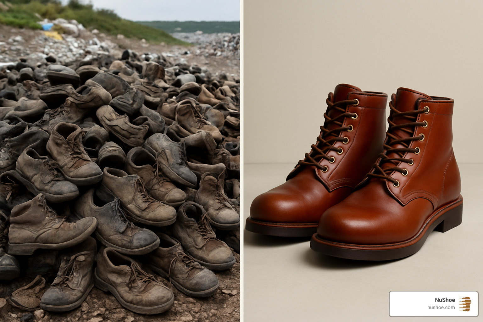comparison of landfill waste versus restored boots - places that fix boots near me